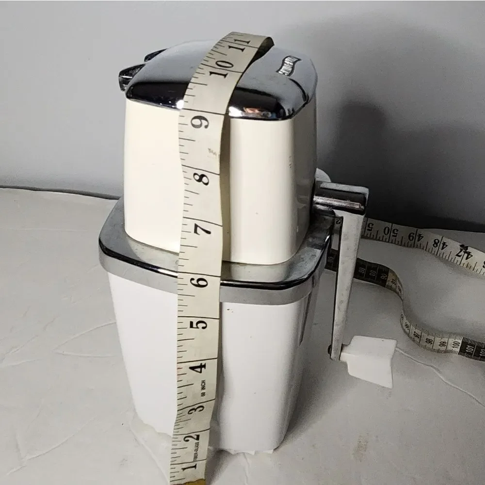 Swing Away Manual Vacuum Table Hand Crank Ice Crusher Grinder White Vintage